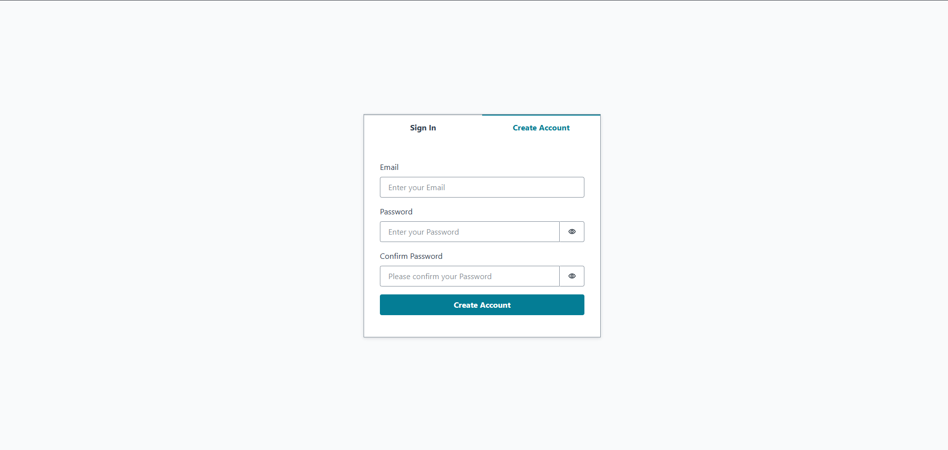 Create Account Screen